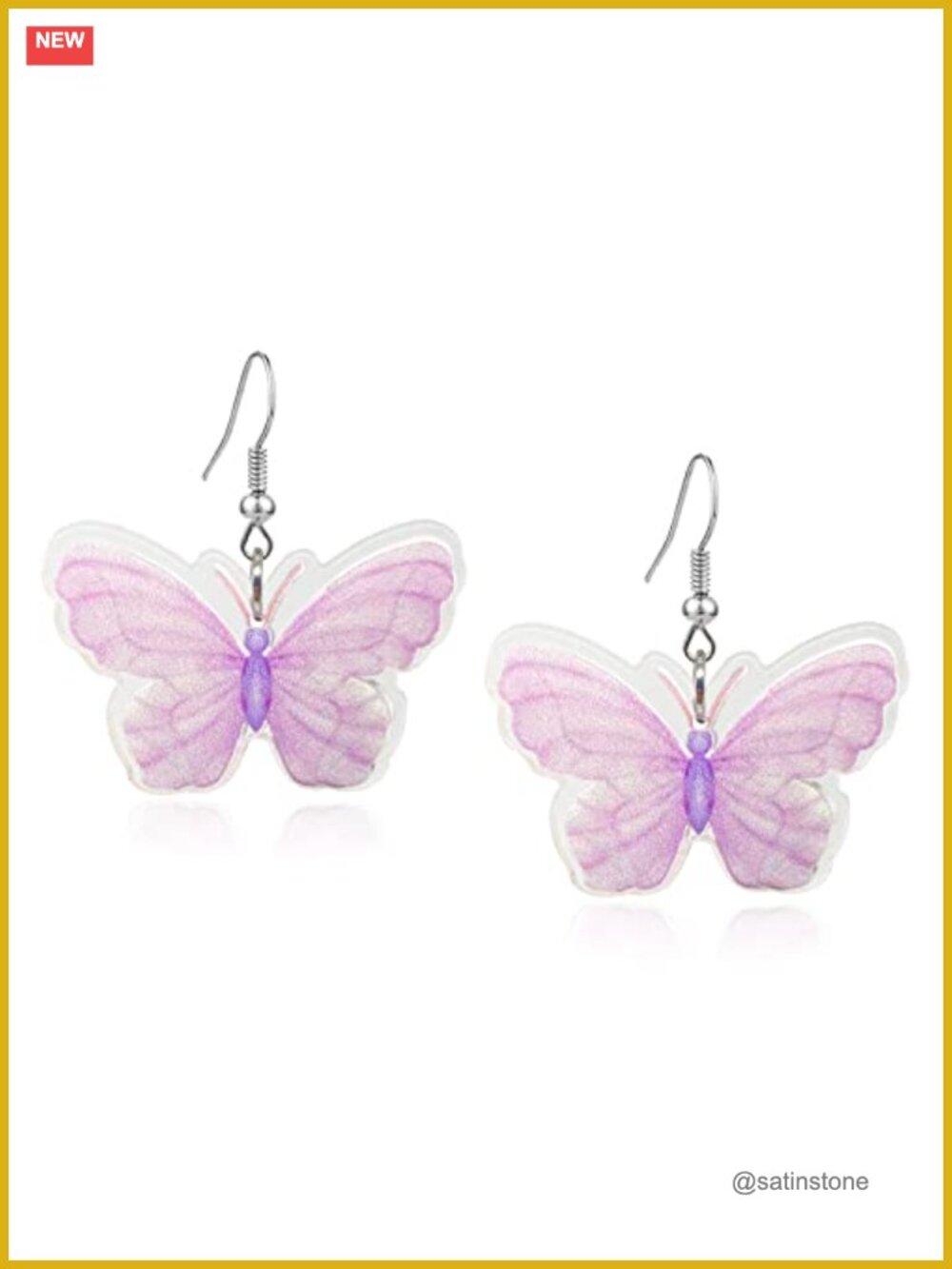 Butterfly Drop Dangle Earrings Acrylic Multicolored Wing Insect Jewelry